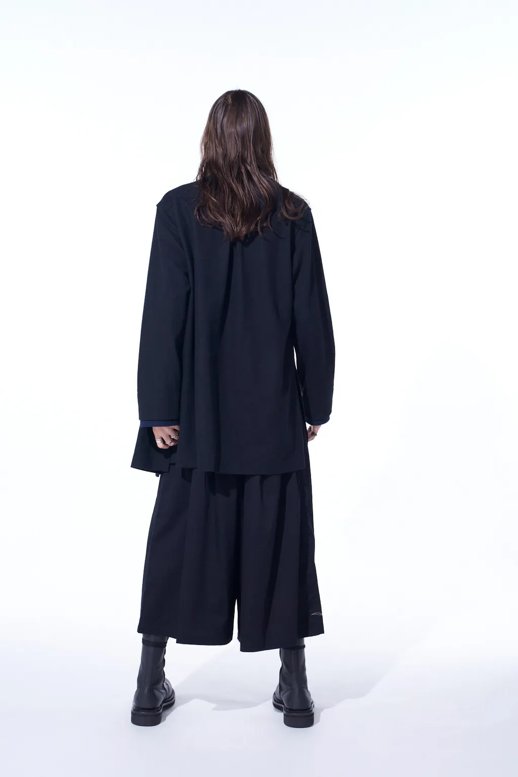 Airy Jersey Front Layer Band Collar Shirt