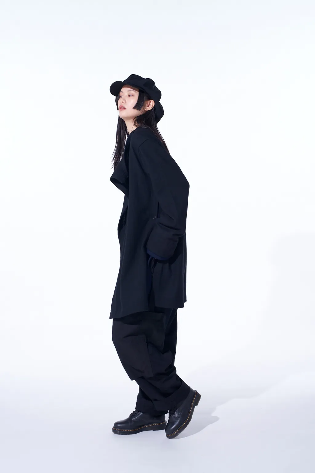 Airy Jersey Front Layer Band Collar Shirt