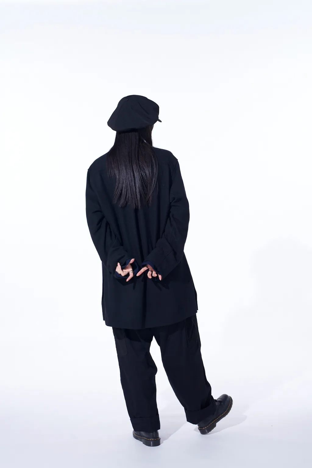 Airy Jersey Front Layer Band Collar Shirt