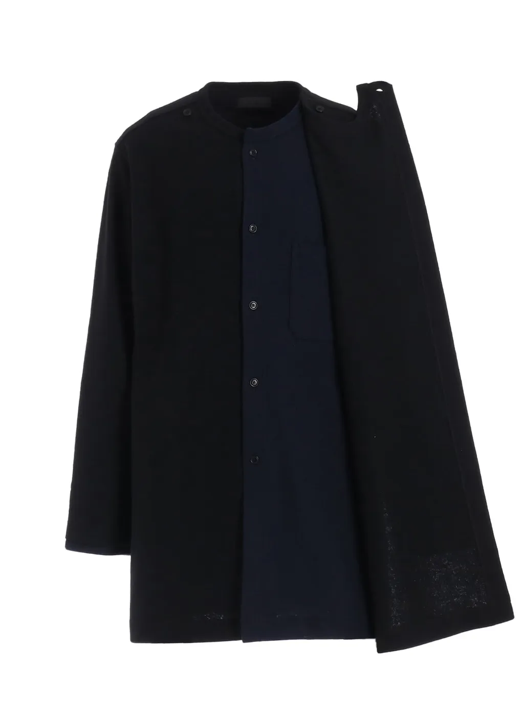 Airy Jersey Front Layer Band Collar Shirt