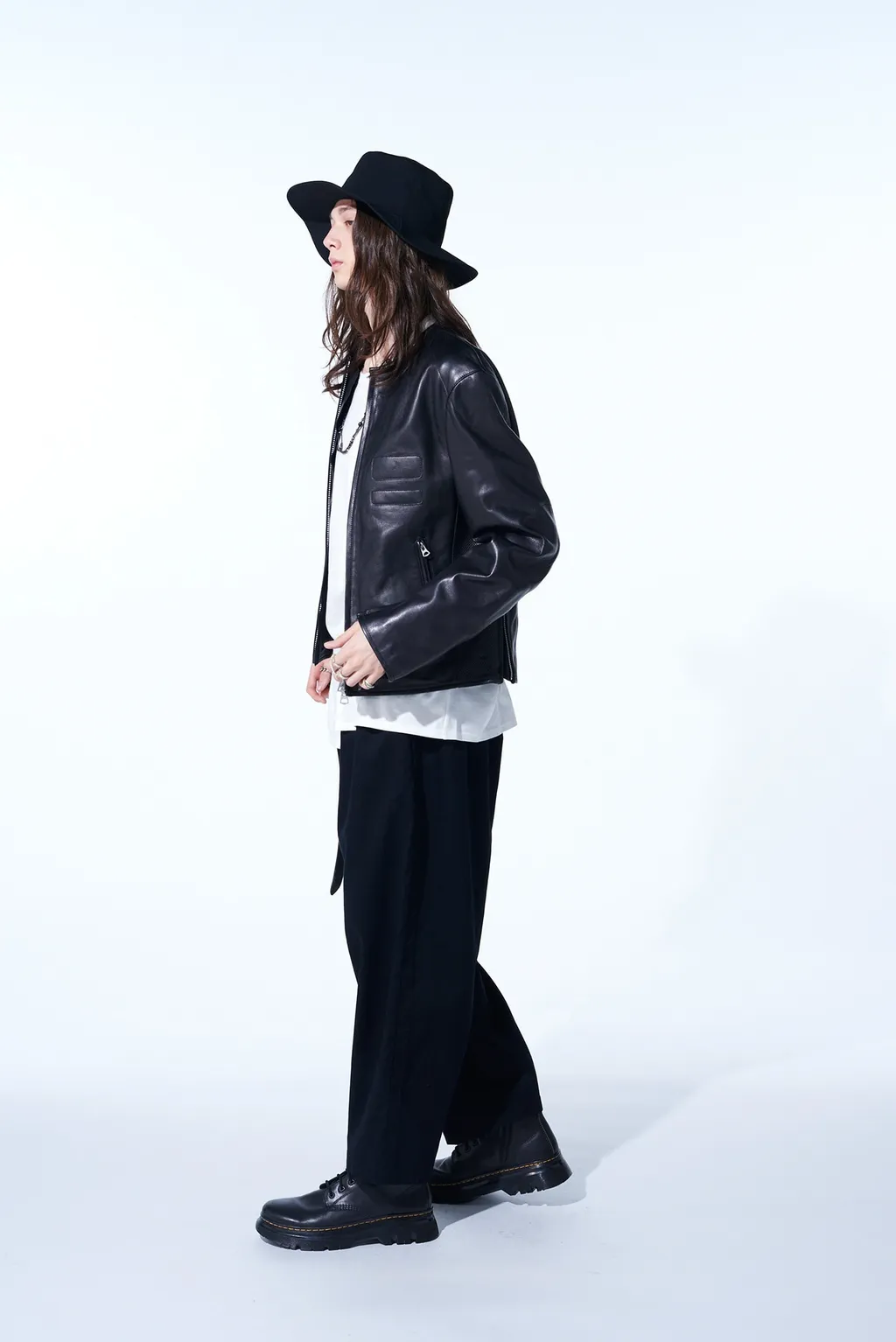 Semi-Vegetable Tanned Sheep Leather Collarless Motorcycle Jacket