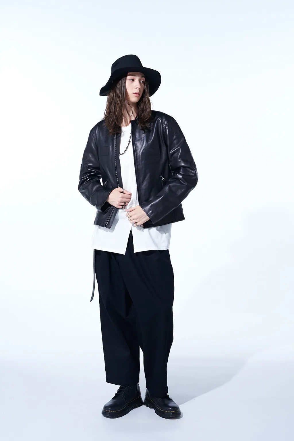 Semi-Vegetable Tanned Sheep Leather Collarless Motorcycle Jacket