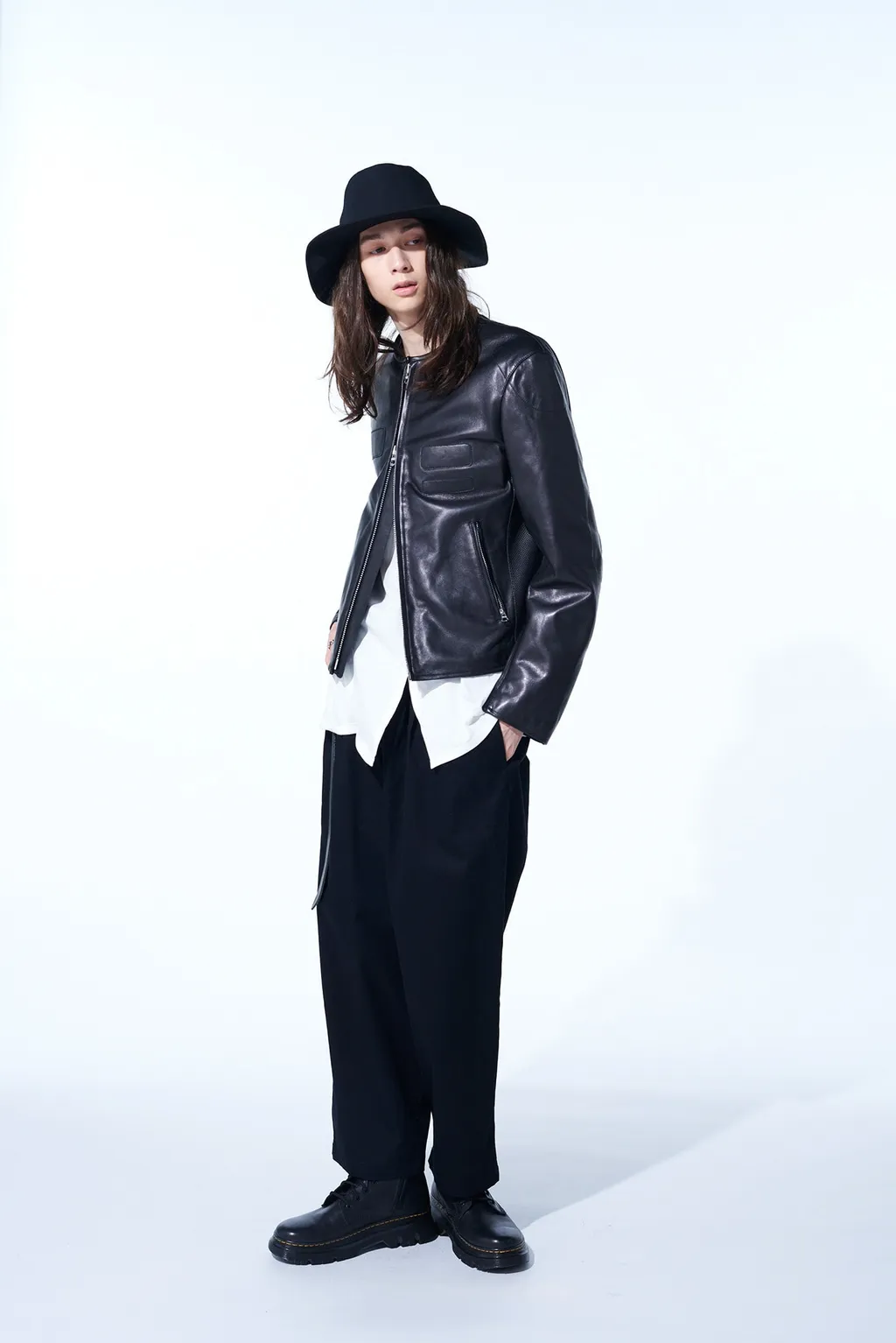 Semi-Vegetable Tanned Sheep Leather Collarless Motorcycle Jacket