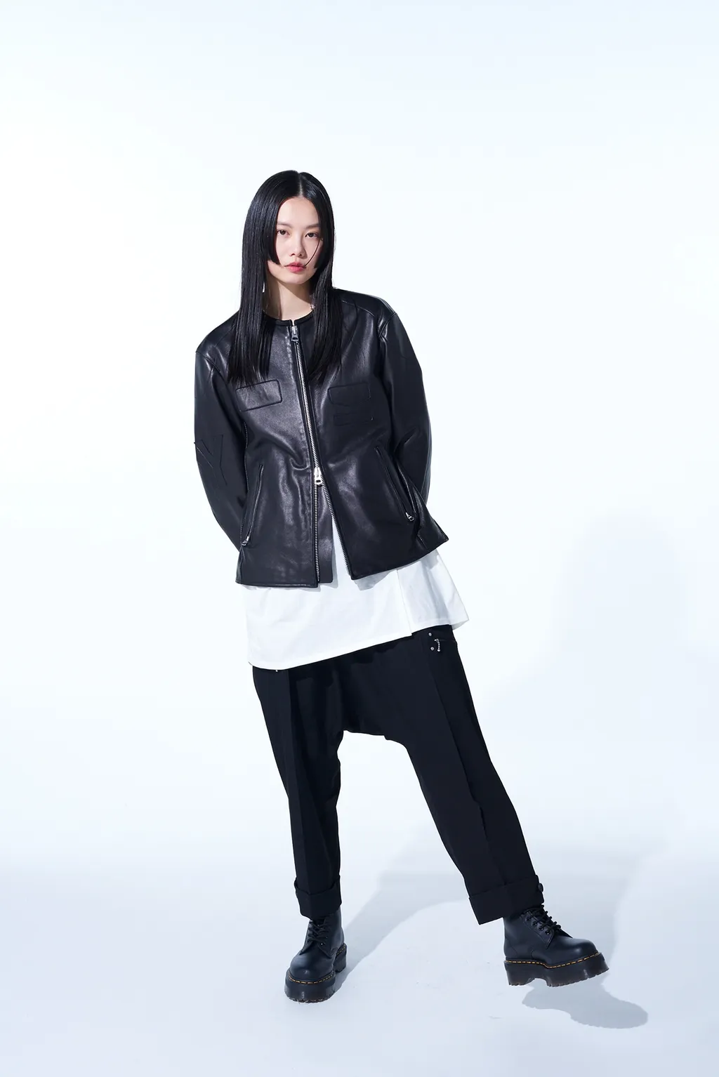 Semi-Vegetable Tanned Sheep Leather Collarless Motorcycle Jacket