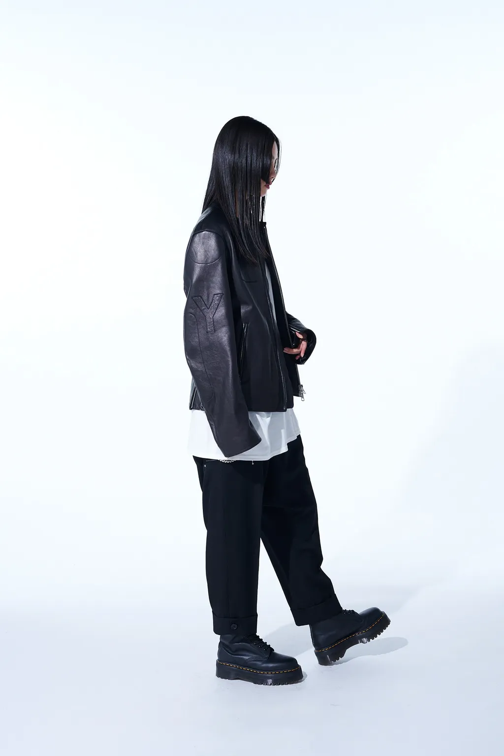 Semi-Vegetable Tanned Sheep Leather Collarless Motorcycle Jacket