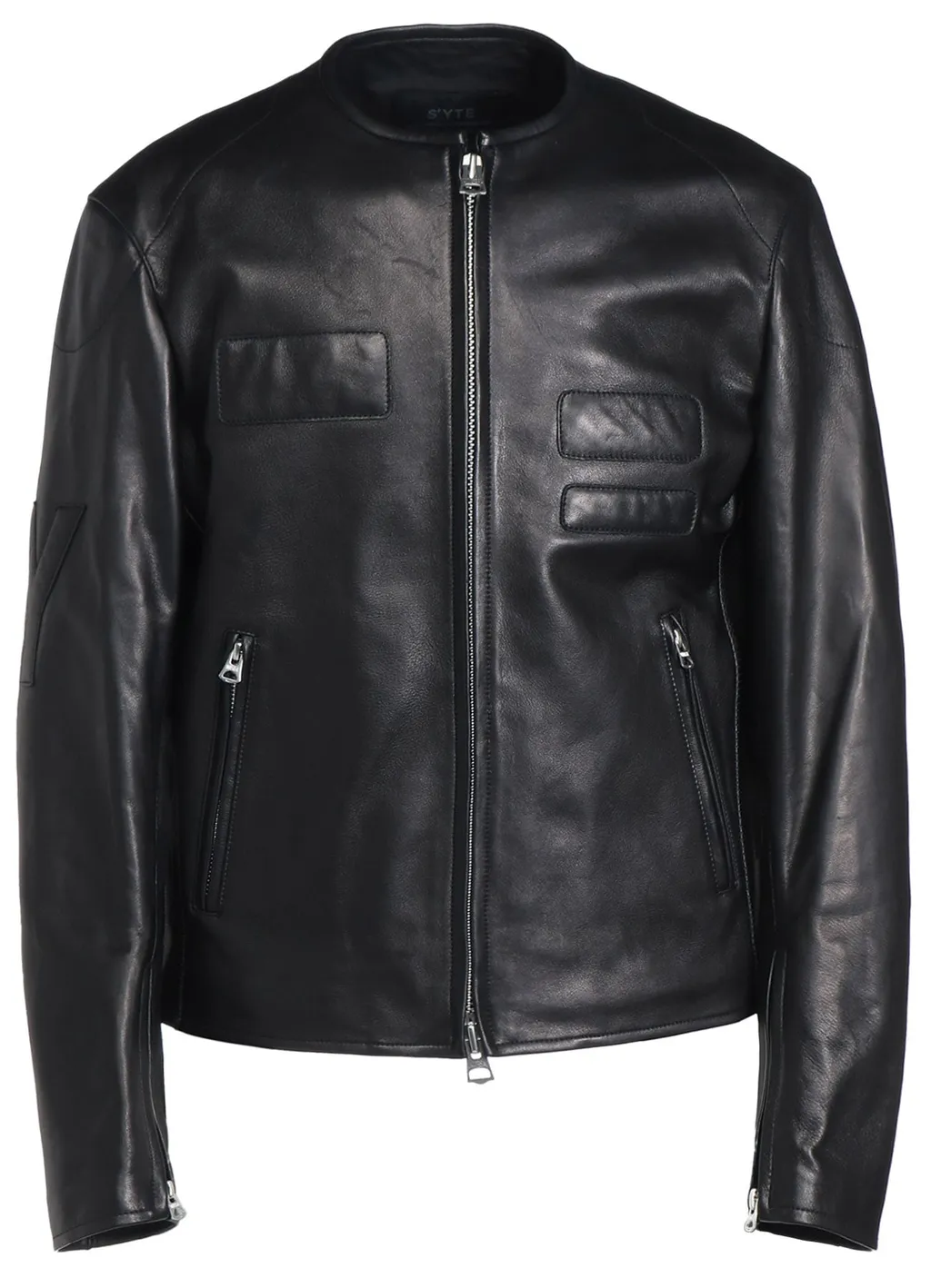 Semi-Vegetable Tanned Sheep Leather Collarless Motorcycle Jacket