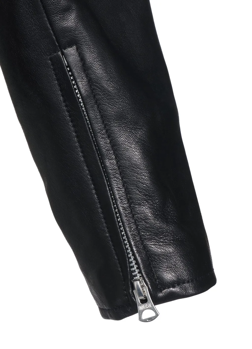 Semi-Vegetable Tanned Sheep Leather Collarless Motorcycle Jacket