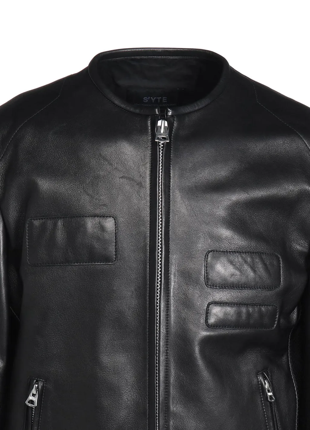 Semi-Vegetable Tanned Sheep Leather Collarless Motorcycle Jacket