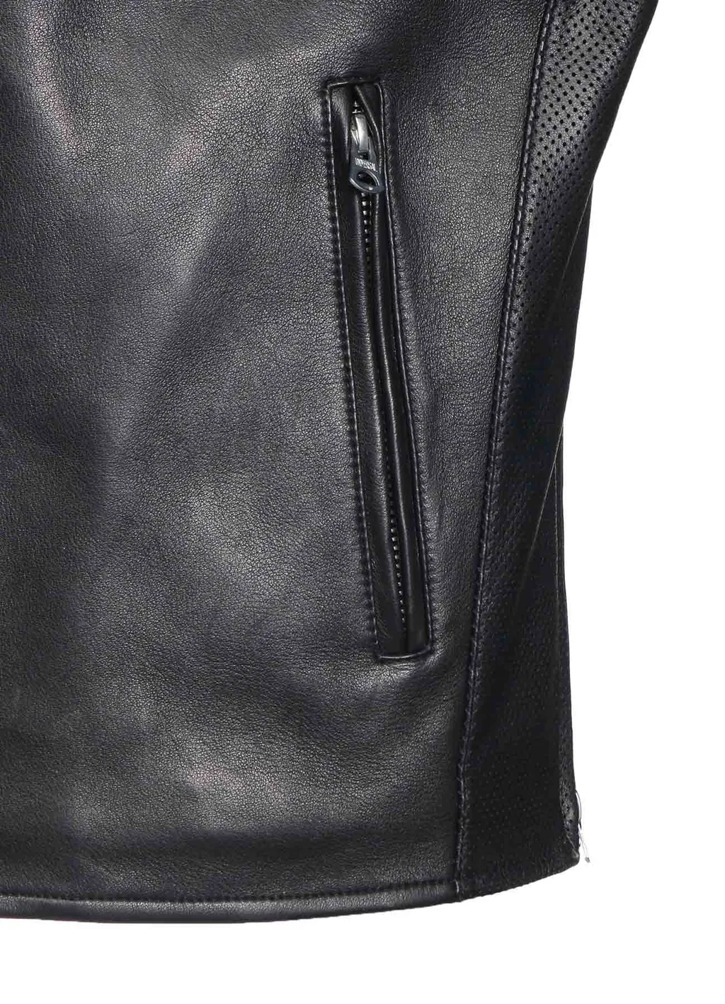 Semi-Vegetable Tanned Sheep Leather Collarless Motorcycle Jacket