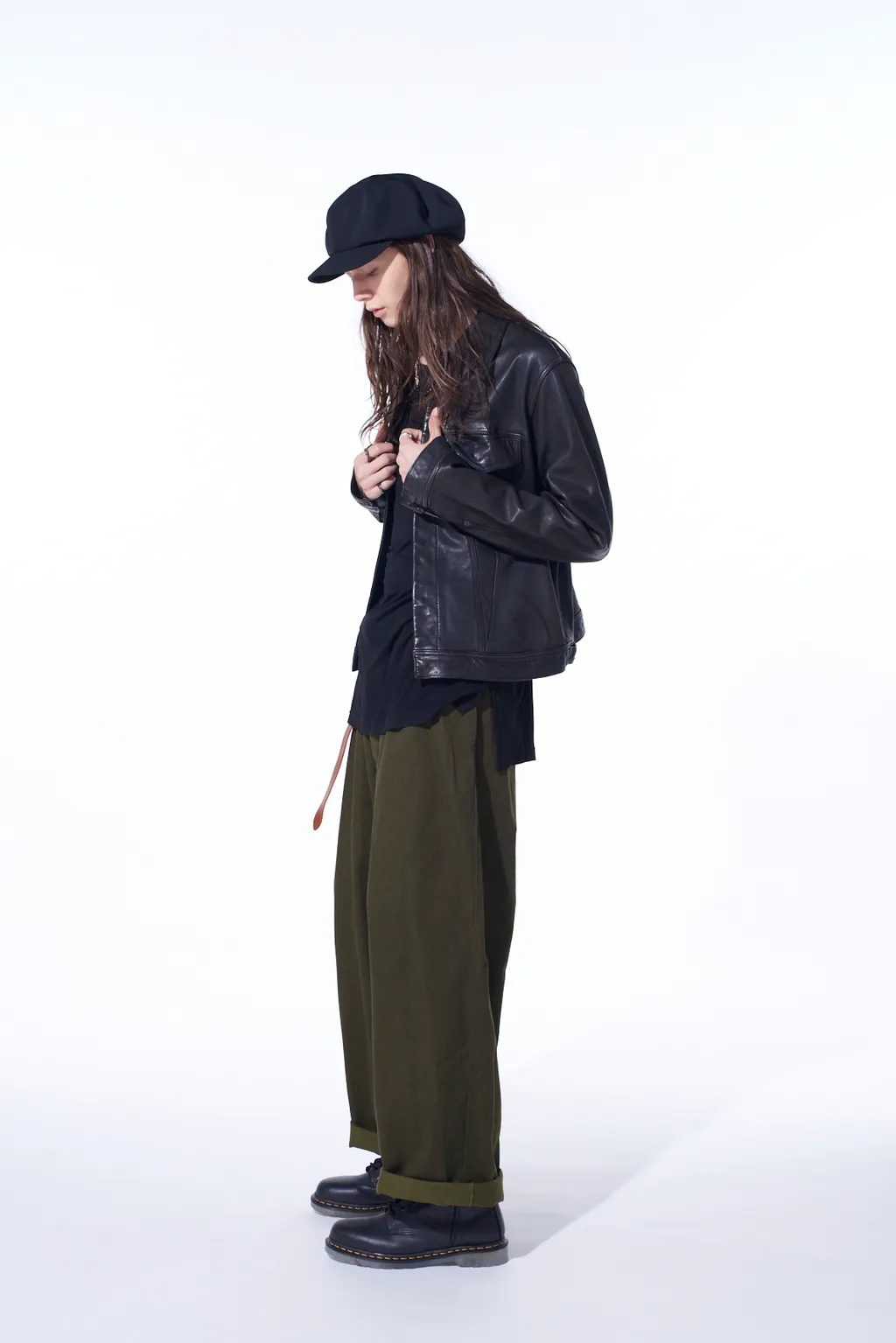 Cotton Drill Drawstring Wide Pants