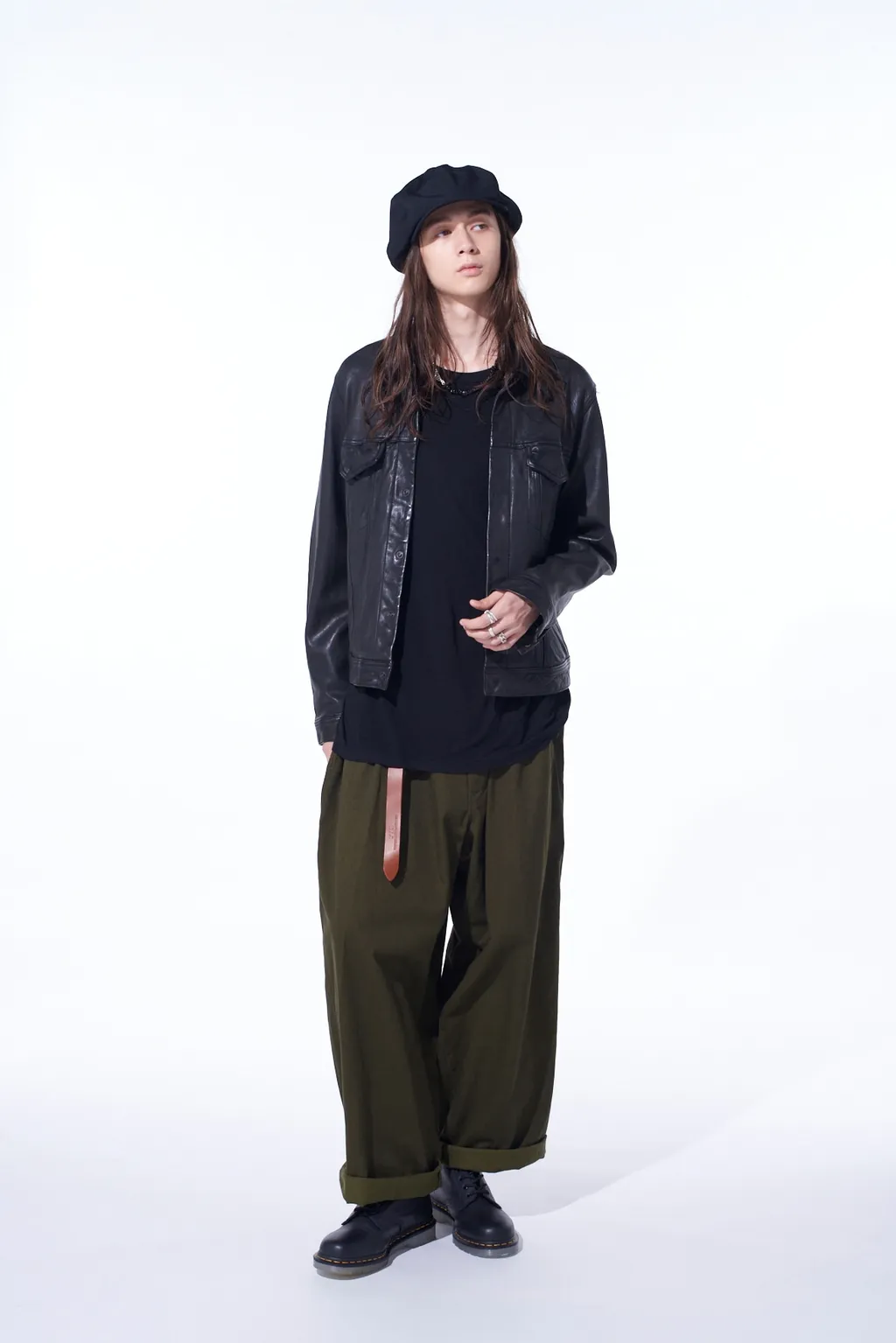 Cotton Drill Drawstring Wide Pants