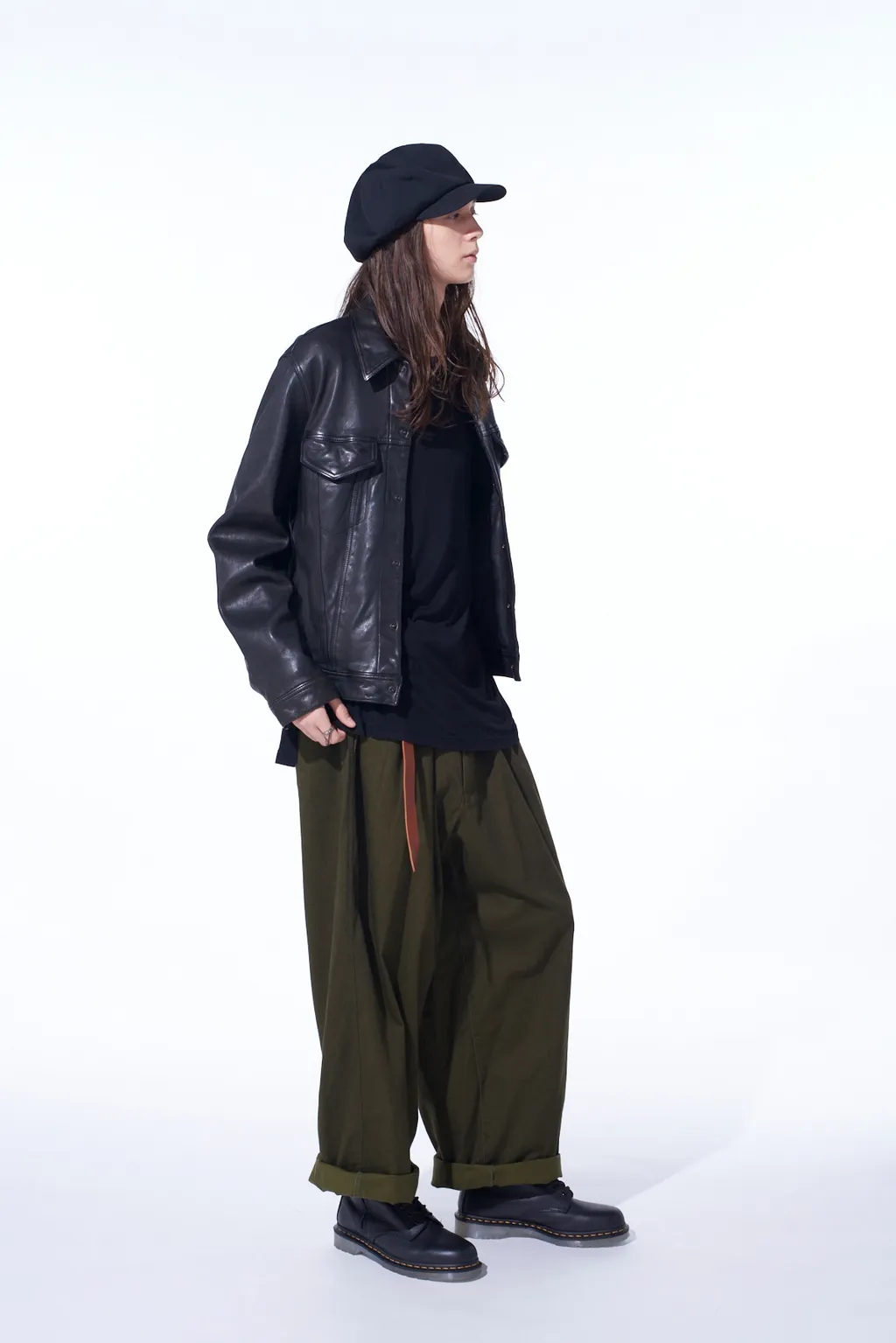 Cotton Drill Drawstring Wide Pants