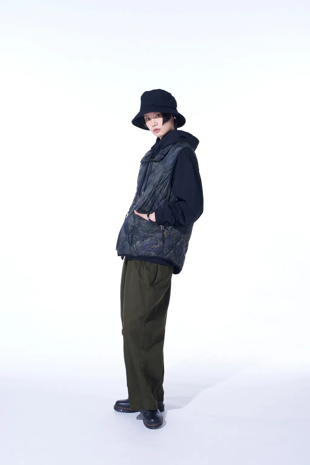 Cotton Drill Drawstring Wide Pants