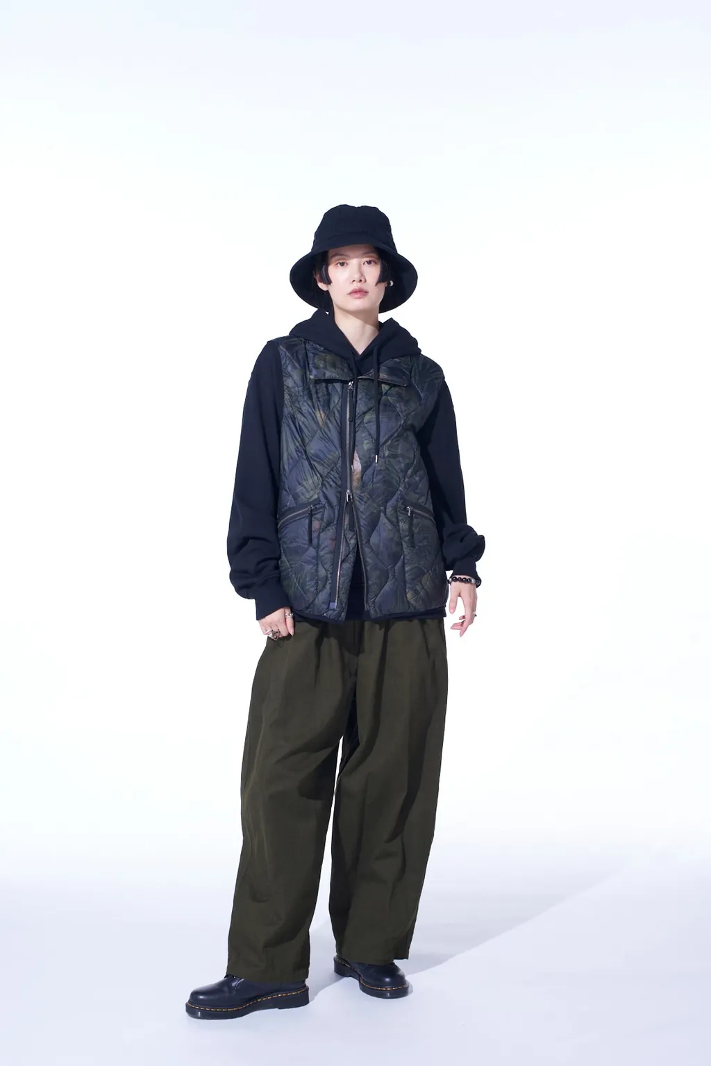 Cotton Drill Drawstring Wide Pants