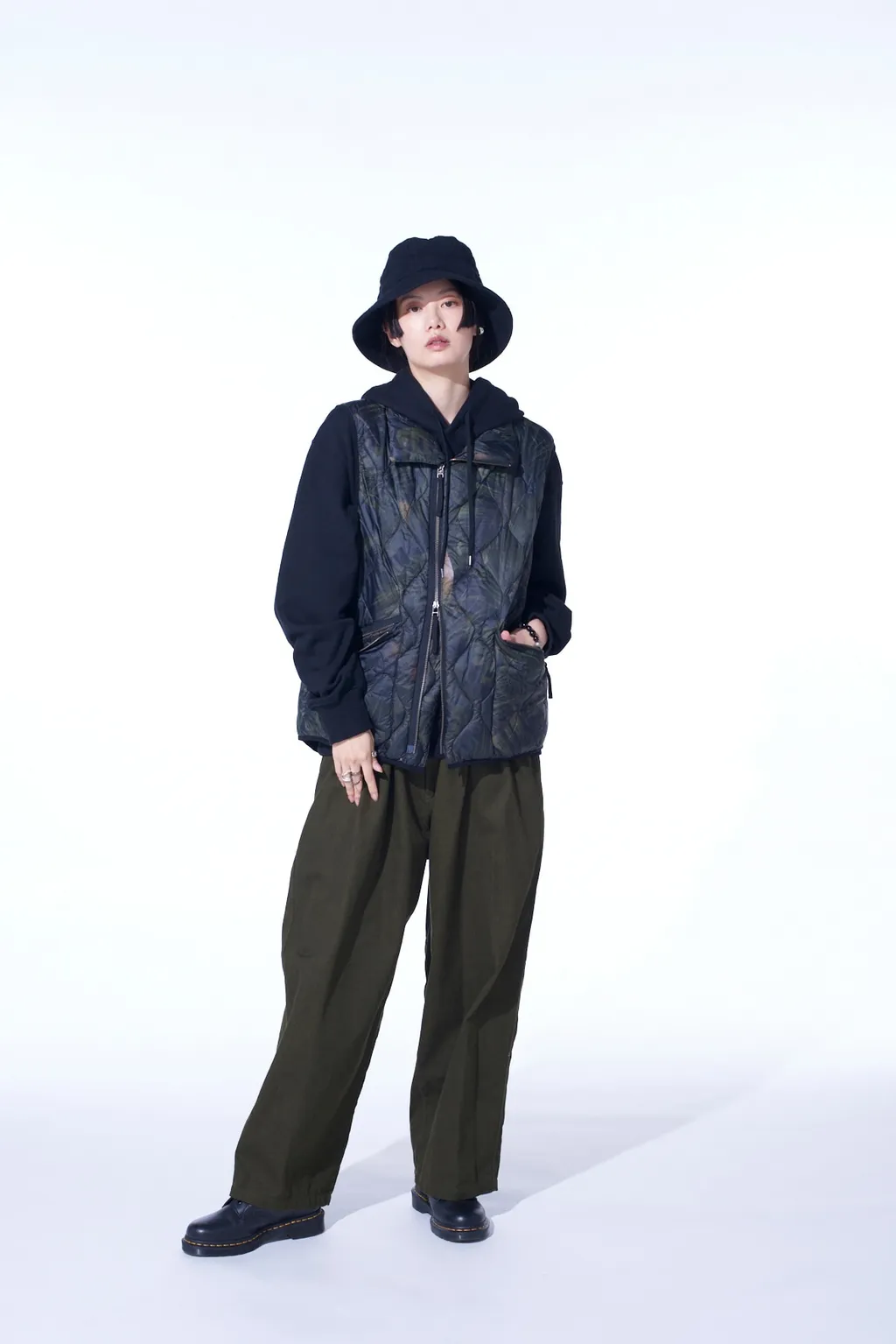 Cotton Drill Drawstring Wide Pants