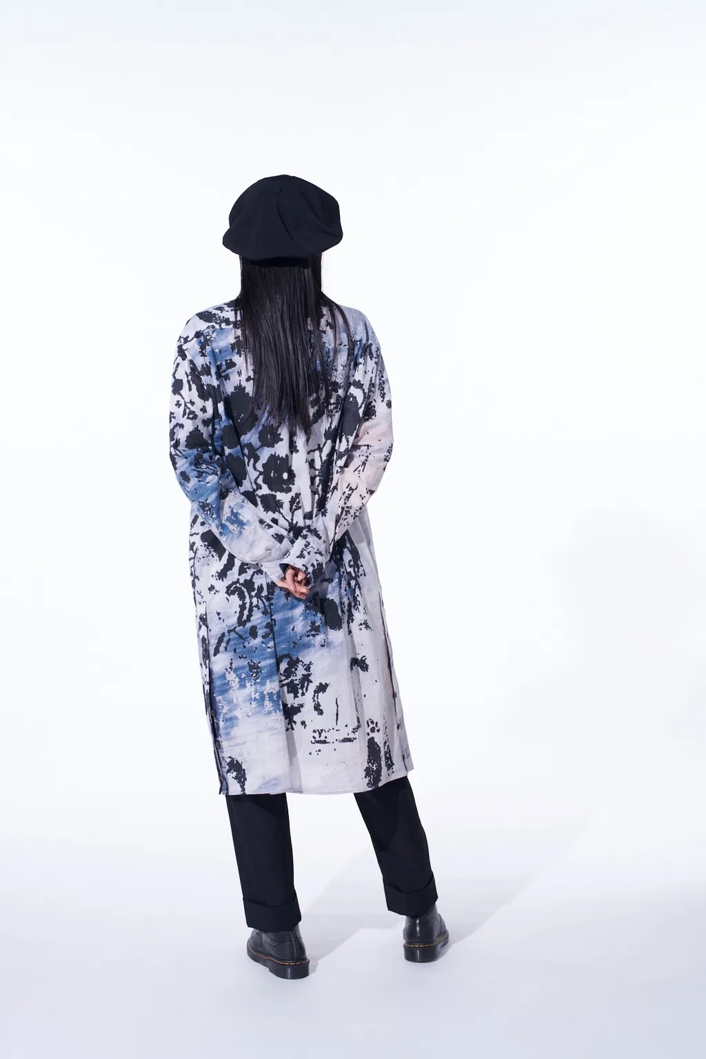 Floral Print Button Slits Long Shirt