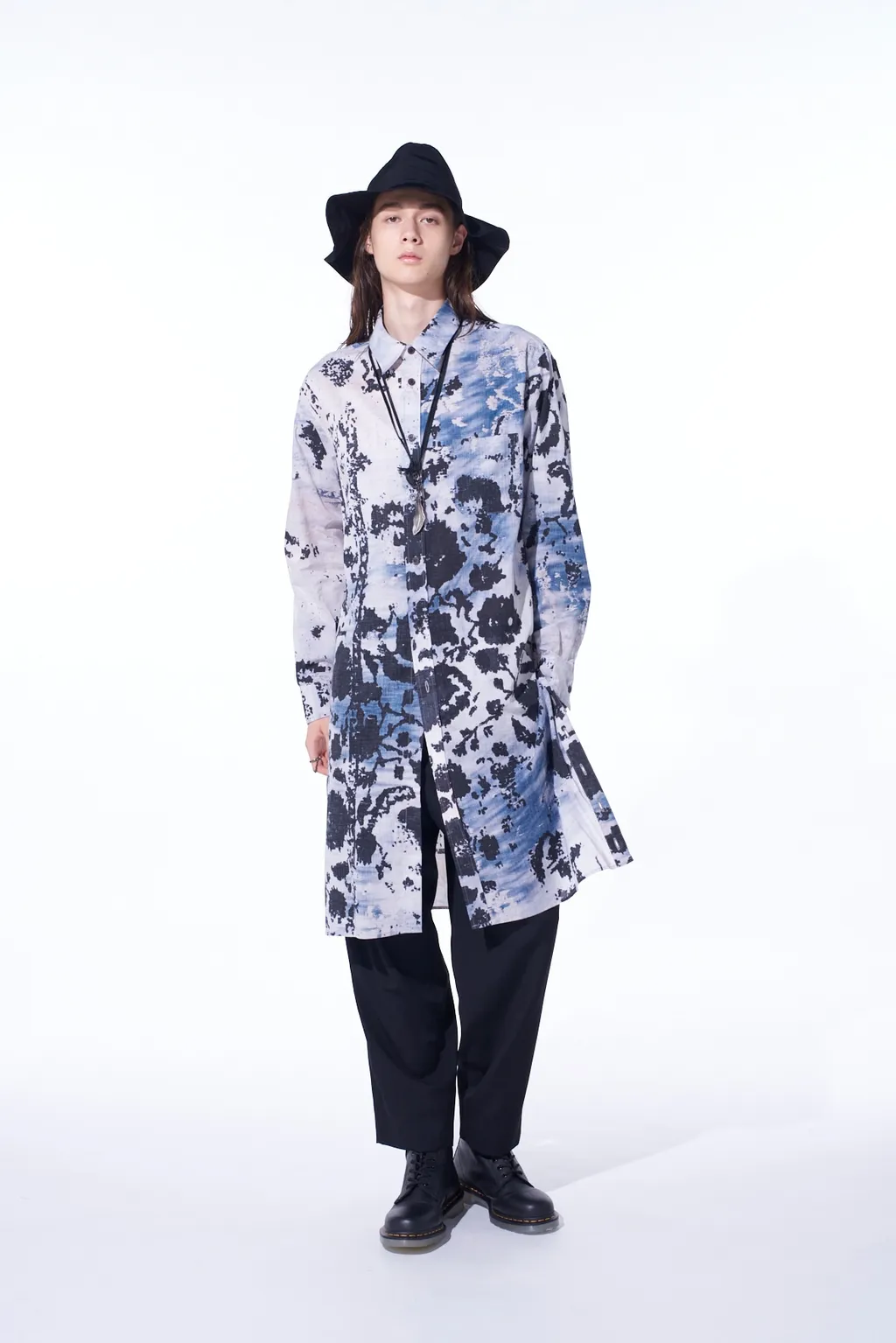Floral Print Button Slits Long Shirt