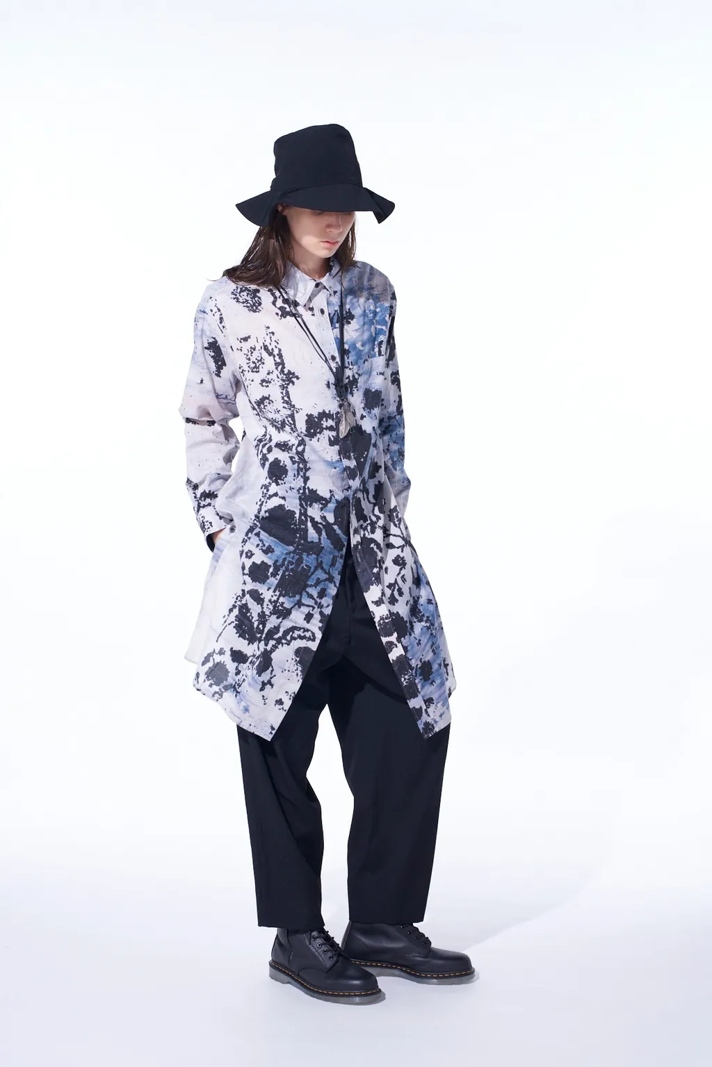 Floral Print Button Slits Long Shirt