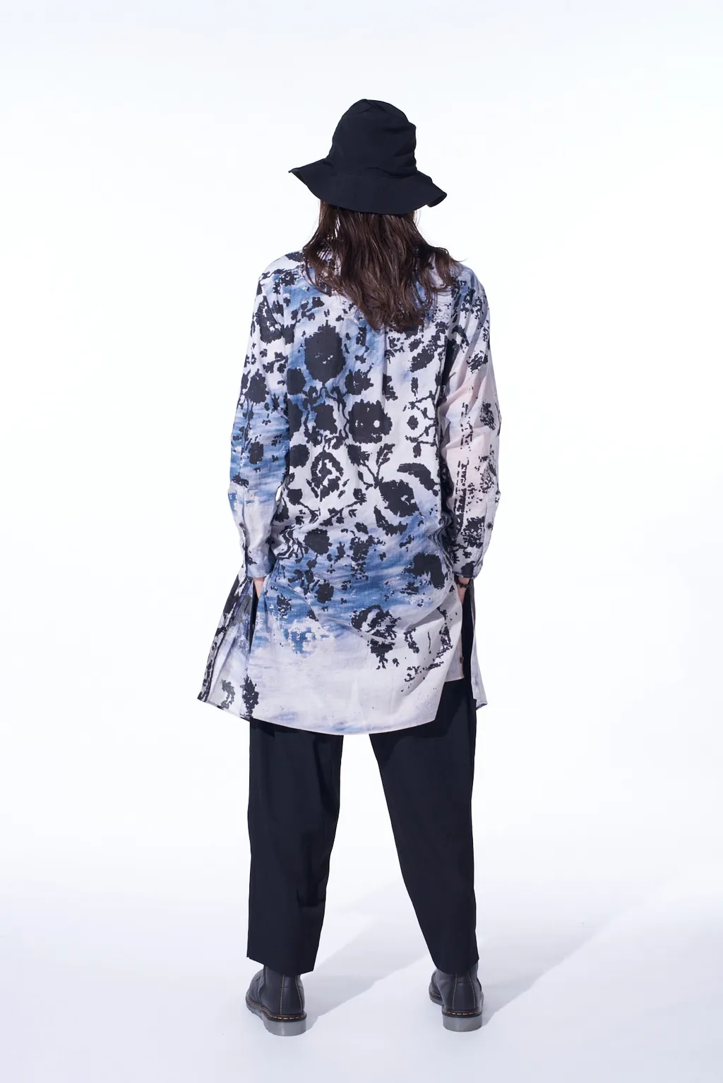 Floral Print Button Slits Long Shirt