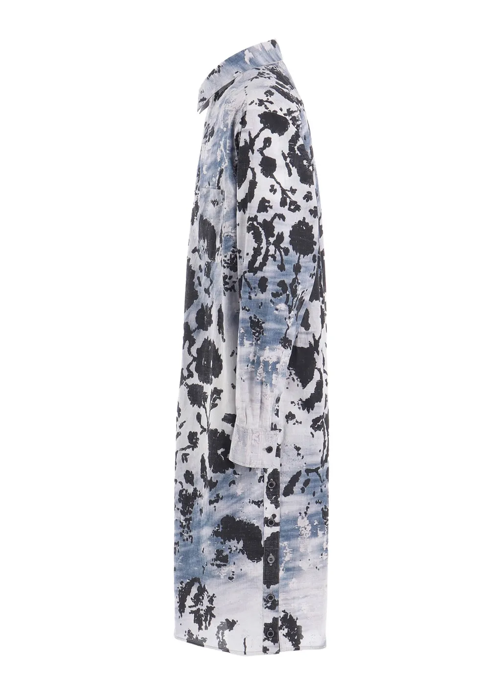 Floral Print Button Slits Long Shirt