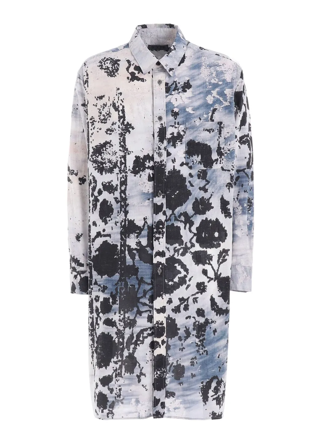 Floral Print Button Slits Long Shirt