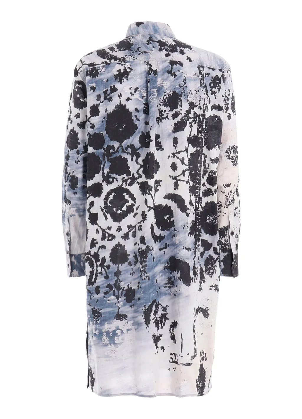 Floral Print Button Slits Long Shirt