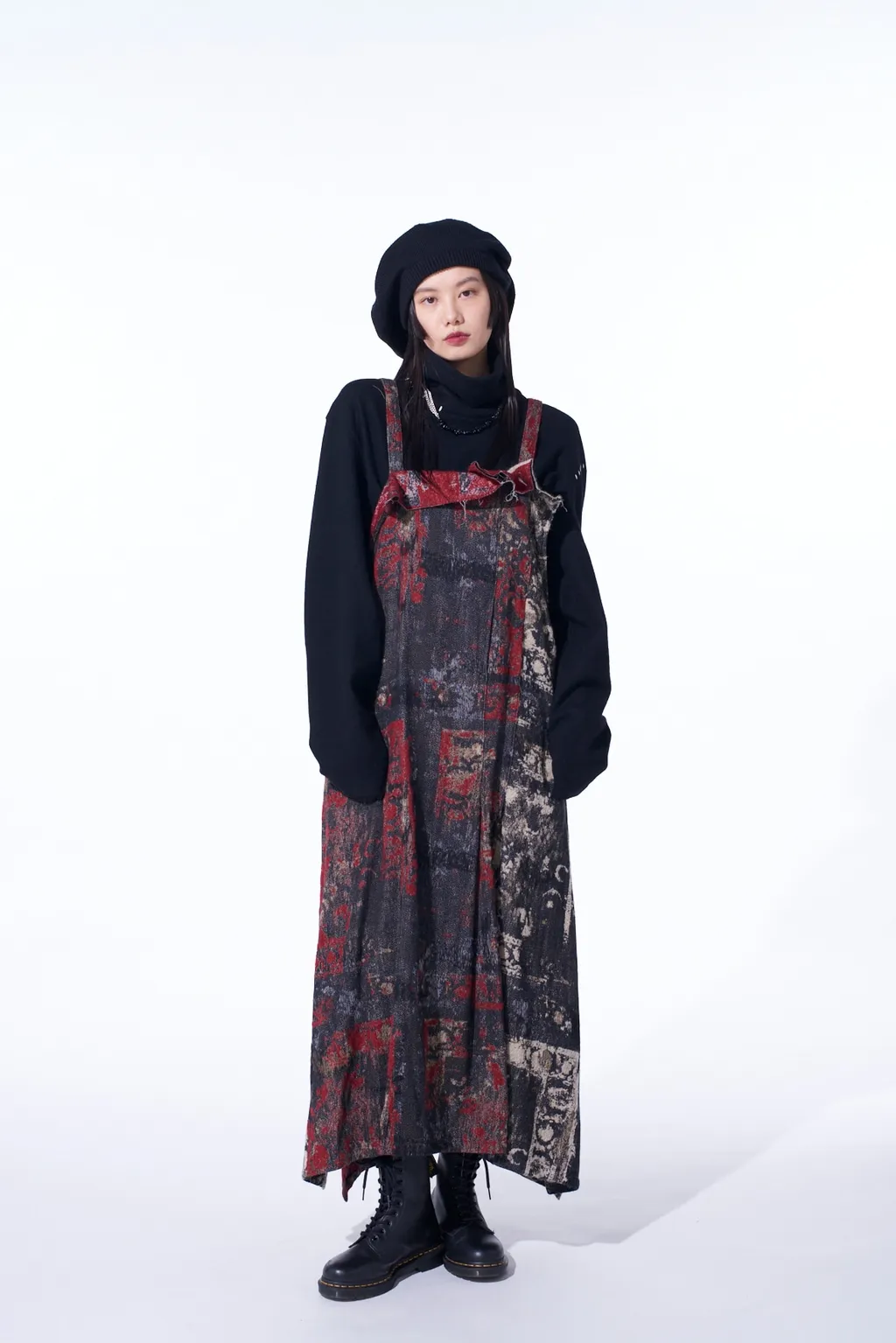 Floral Jacquard Pleated Shoulder Strap Dress