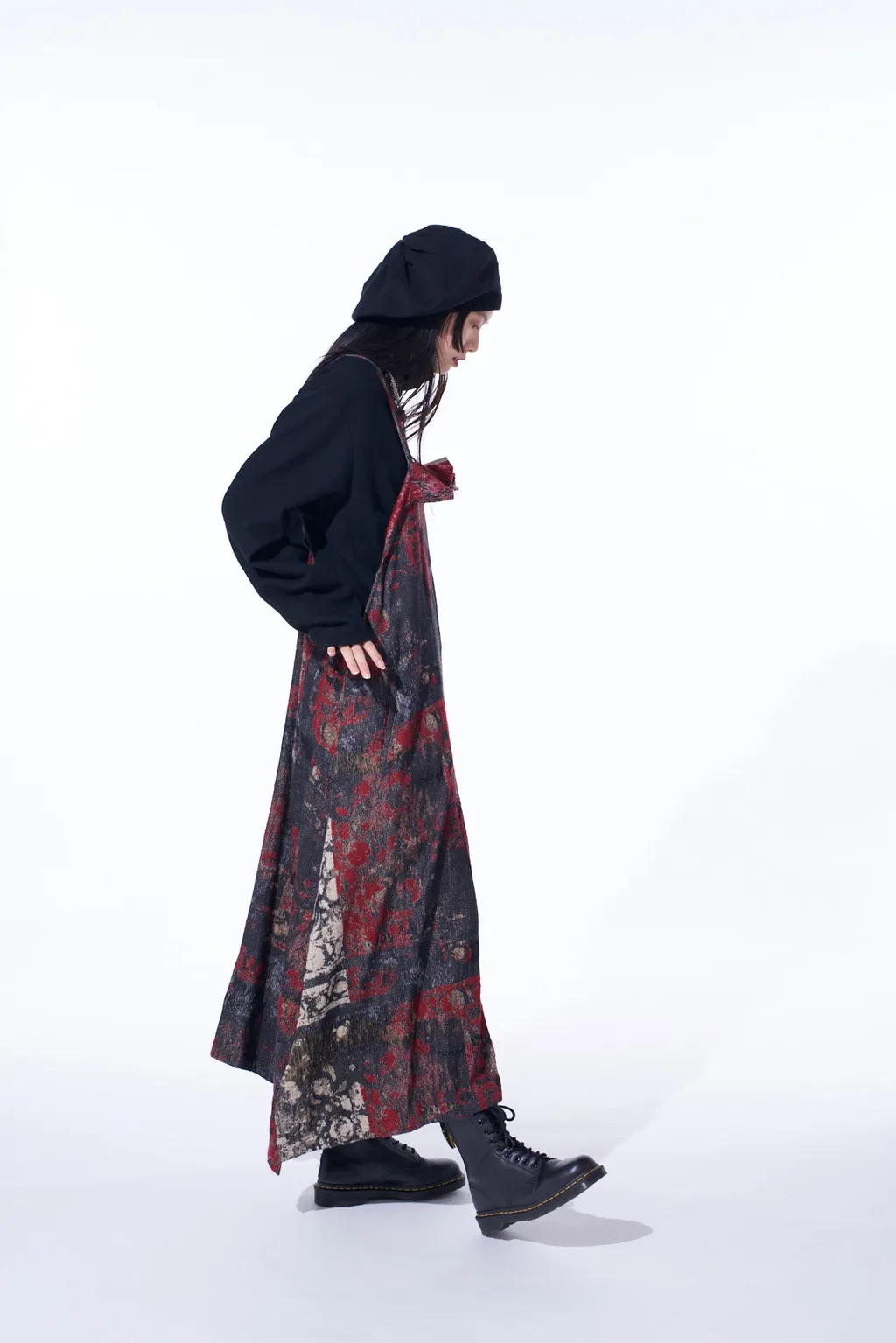 Floral Jacquard Pleated Shoulder Strap Dress