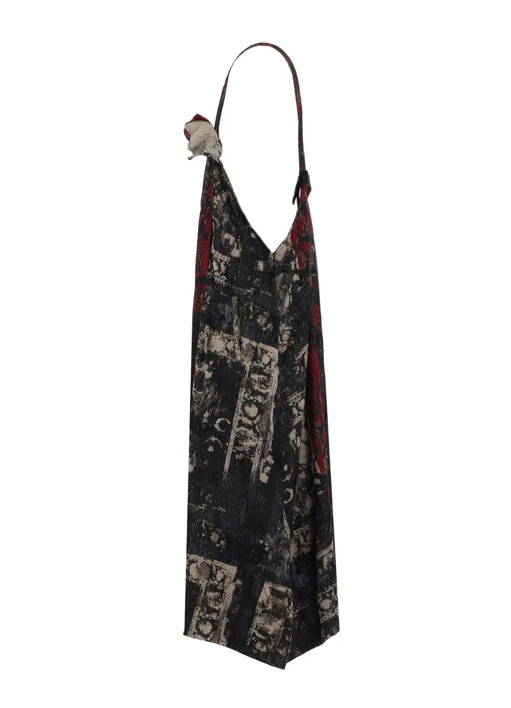 Floral Jacquard Pleated Shoulder Strap Dress