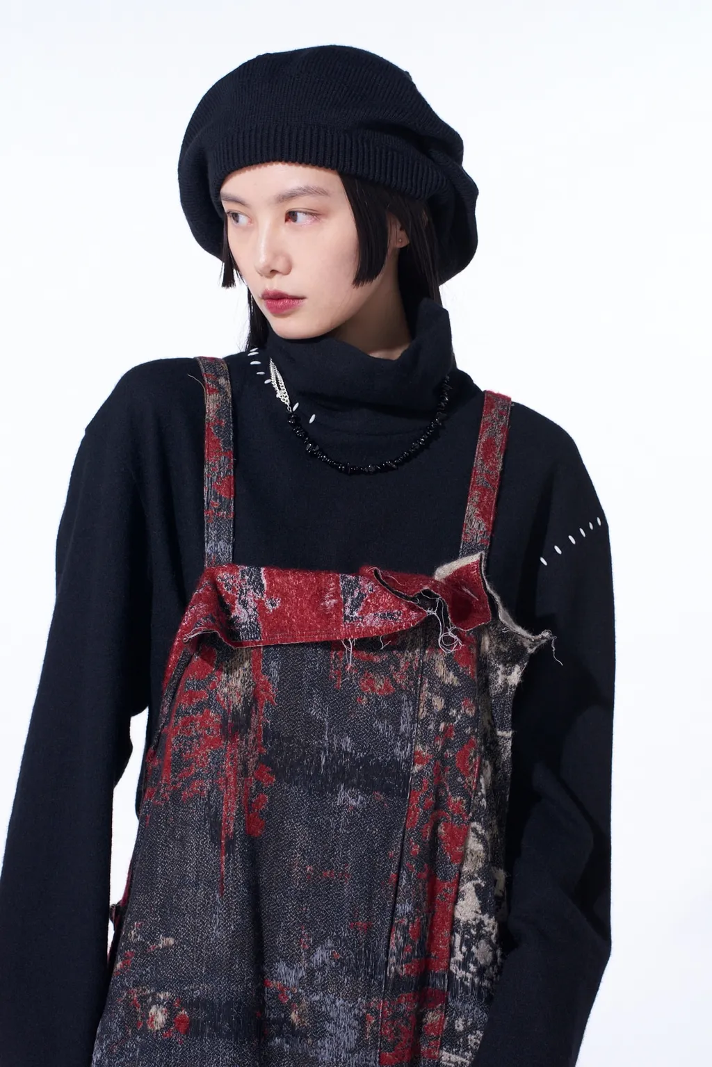 Floral Jacquard Pleated Shoulder Strap Dress