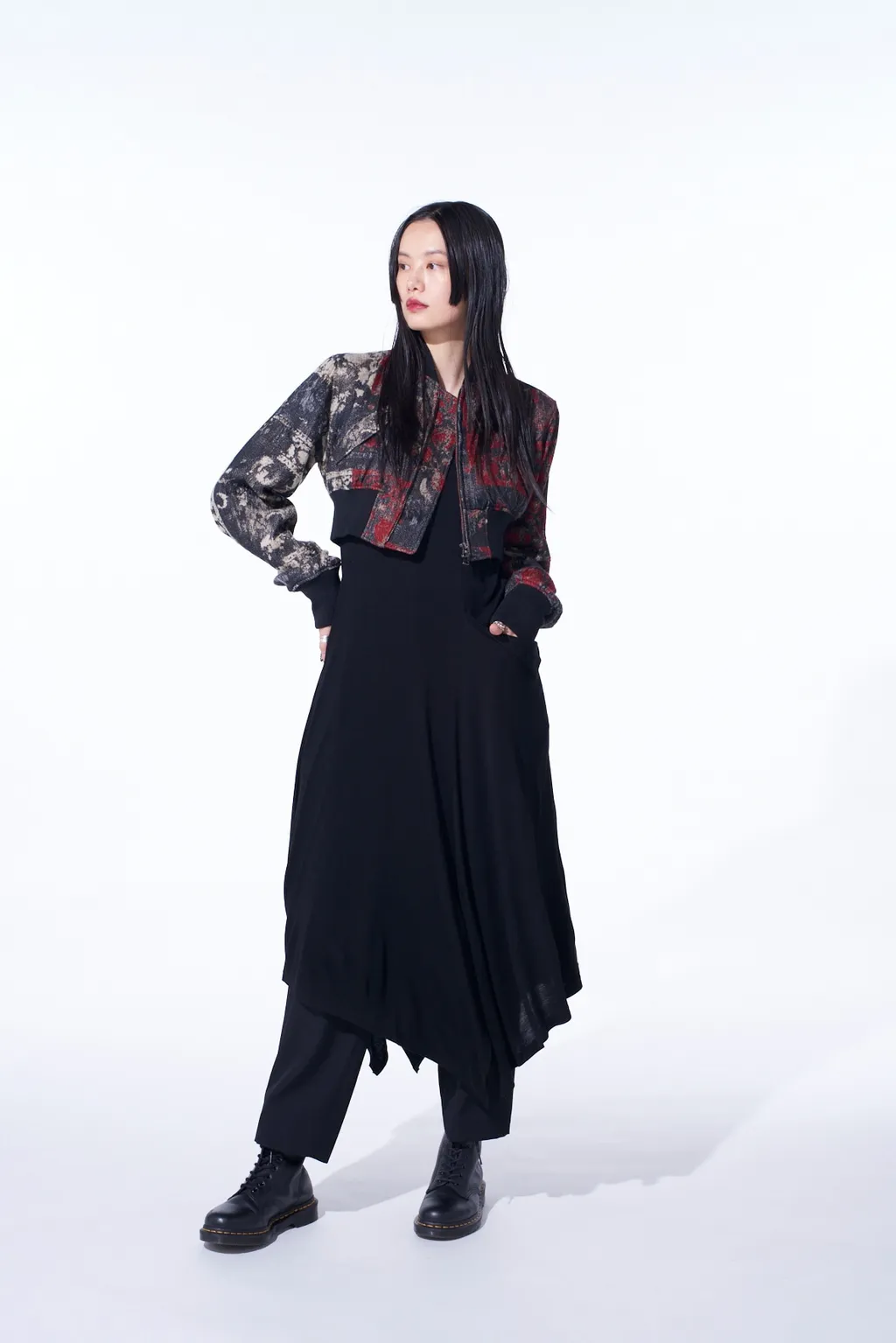 Floral Jacquard Cropped Bomber Jacket