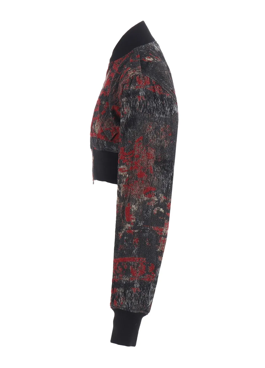 Floral Jacquard Cropped Bomber Jacket