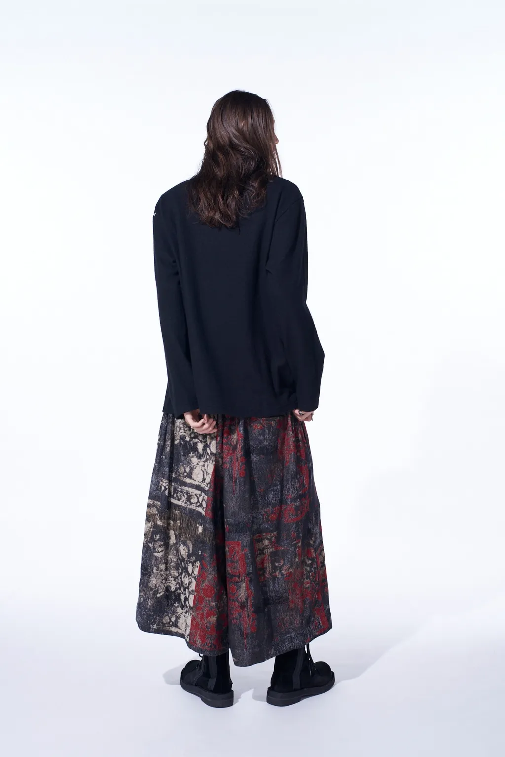 Airy Jersey Blind Stitch High Neck Long-Sleeve T-Shirt