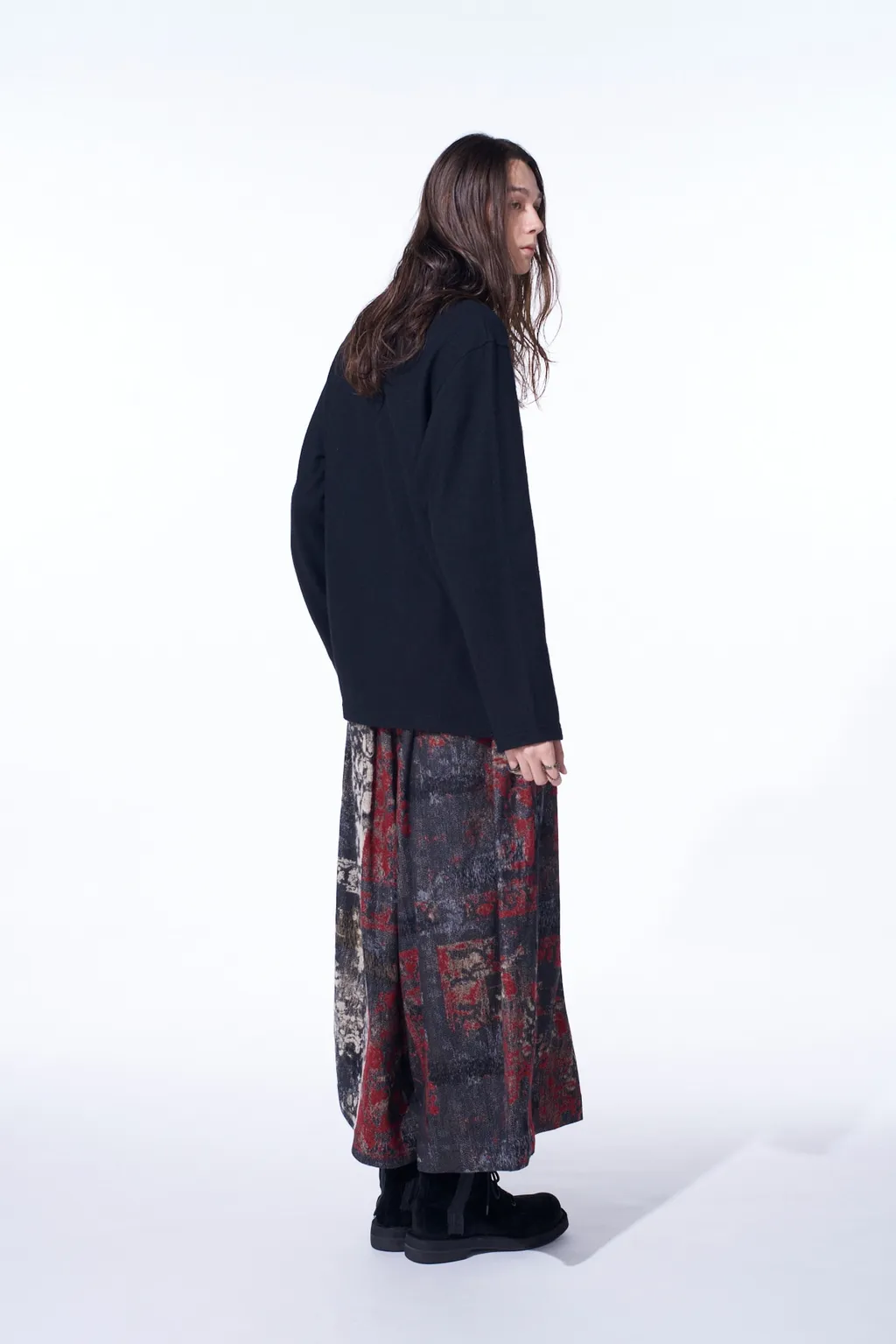 Airy Jersey Blind Stitch High Neck Long-Sleeve T-Shirt