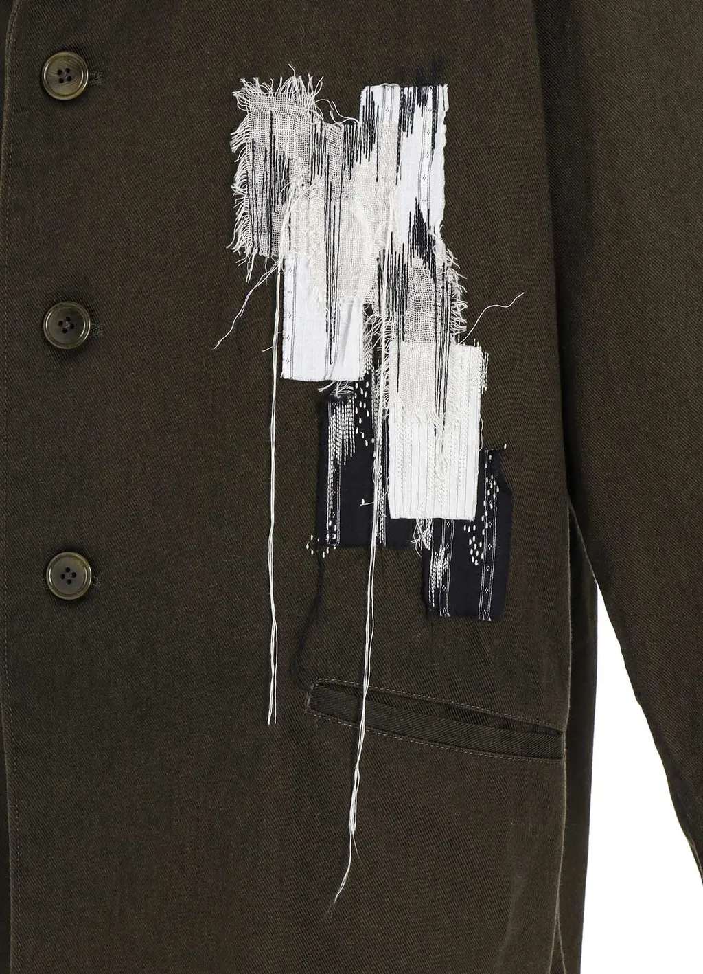 Cotton Drill Applique Long Jacket Boro