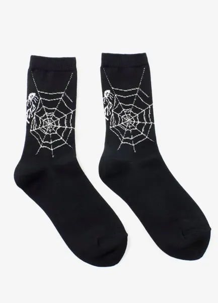 Cotton Plain Stitch Spider Web Socks