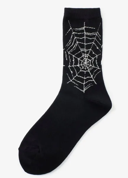 Cotton Plain Stitch Spider Web Socks