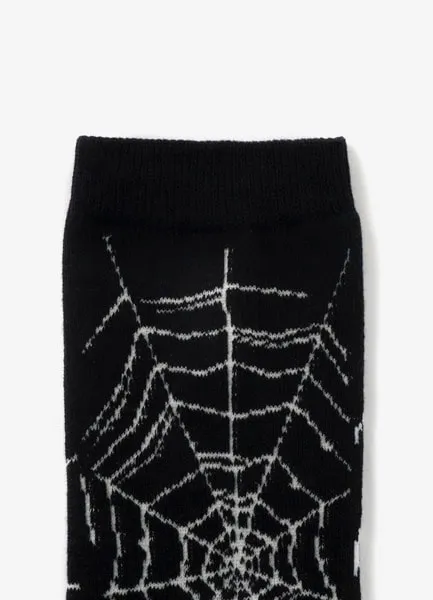 Cotton Plain Stitch Spider Web Socks