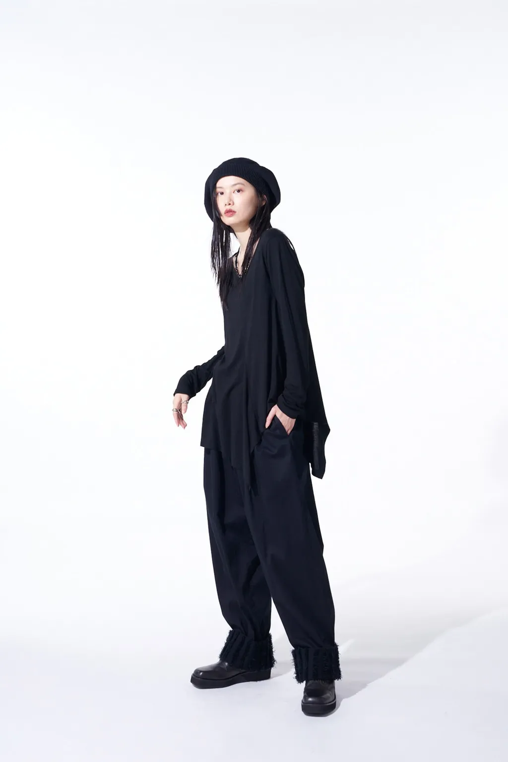 Jacquard Fringe Stripe Wide Pants