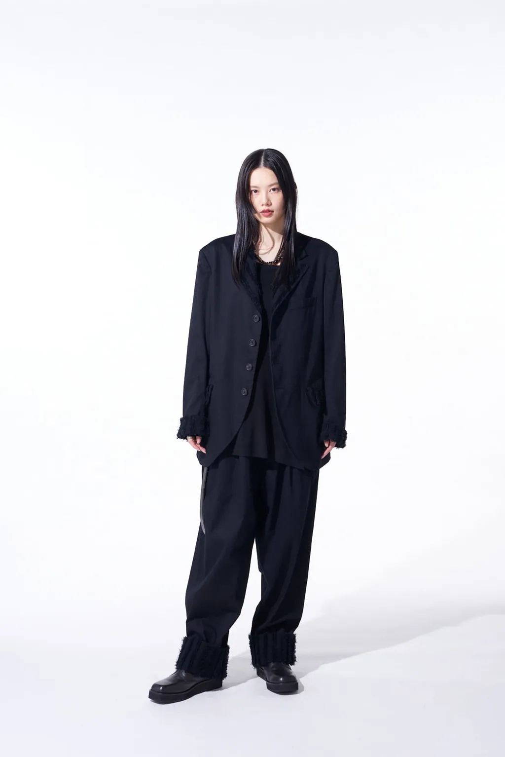 Jacquard Fringe Stripe Wide Pants