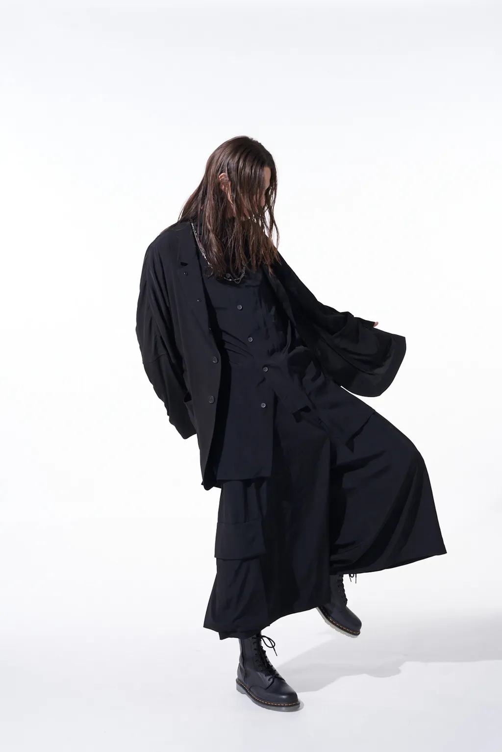 Crepe De Chine Cropped Wide Pants With Gusseted Flap Pocket