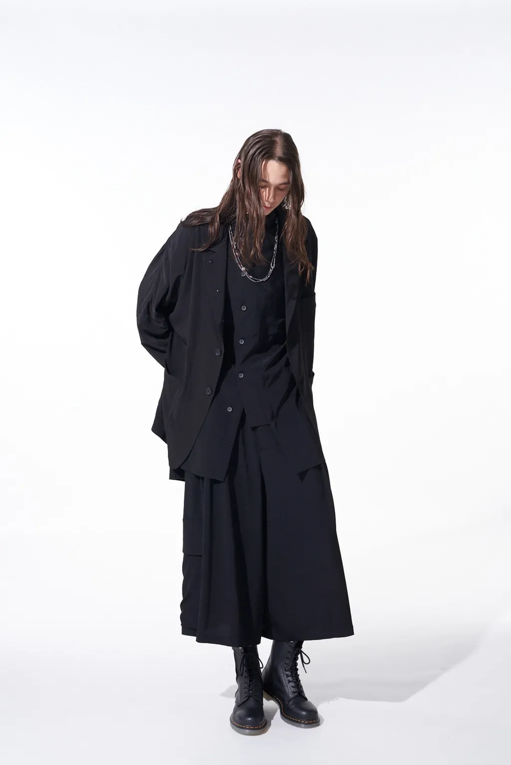 Crepe De Chine Cropped Wide Pants With Gusseted Flap Pocket