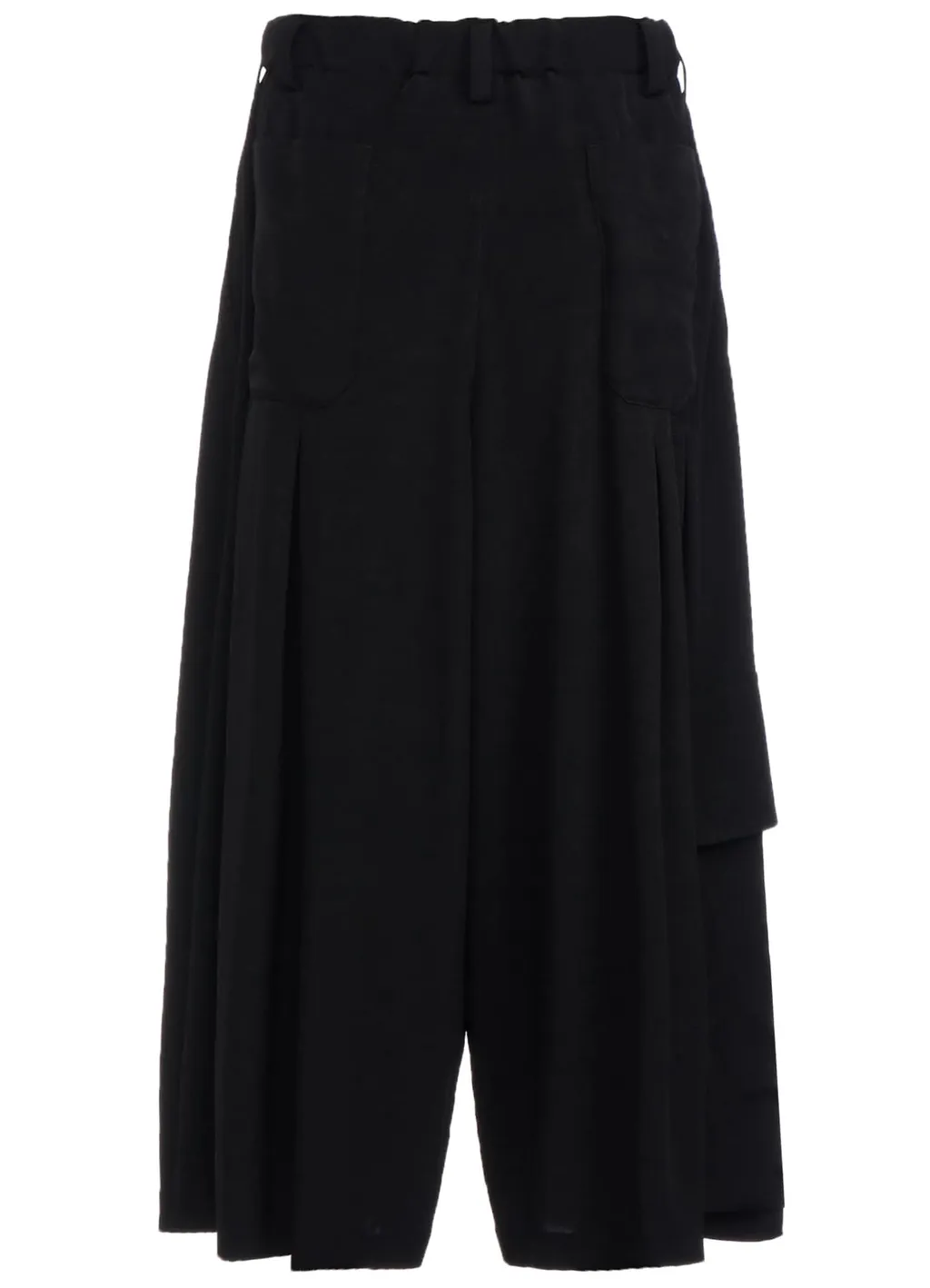 Crepe De Chine Cropped Wide Pants With Gusseted Flap Pocket