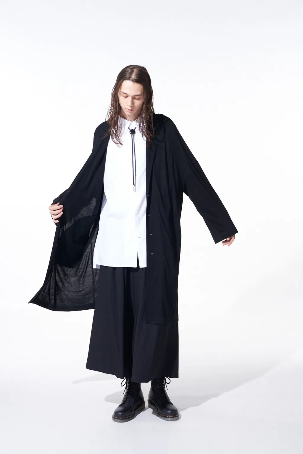 Rayon Jersey Collarless Long Cardigan