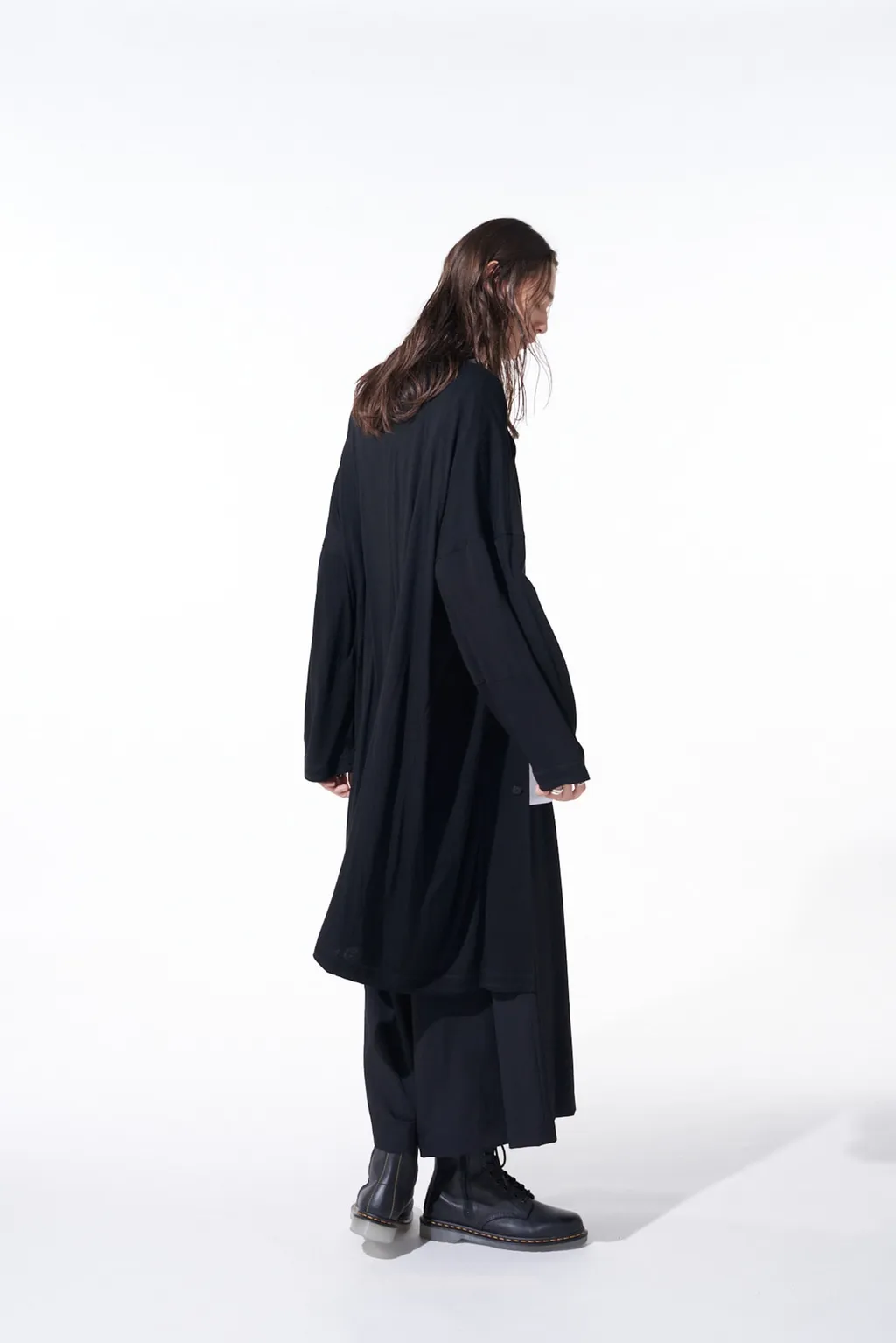 Rayon Jersey Collarless Long Cardigan