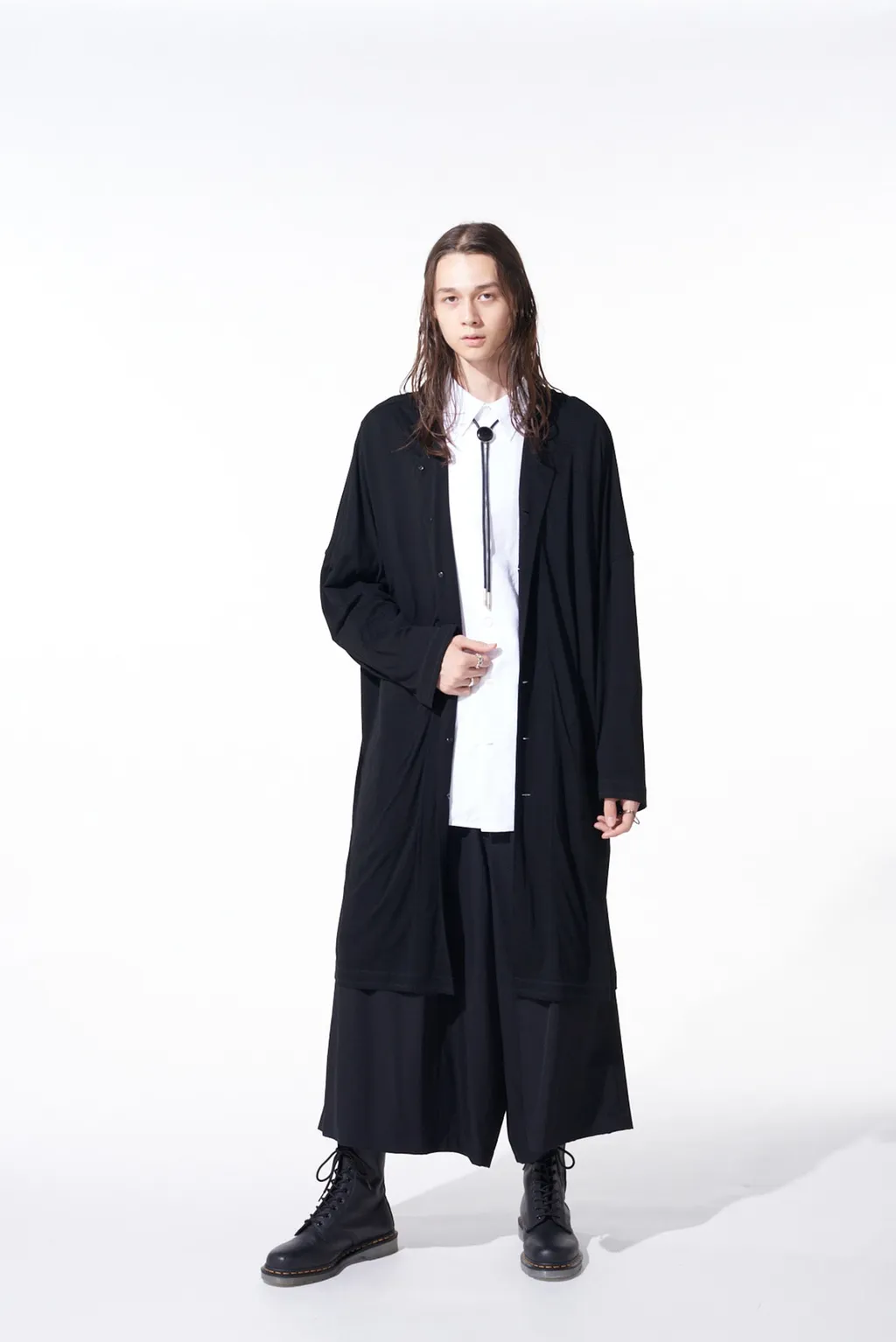 Rayon Jersey Collarless Long Cardigan
