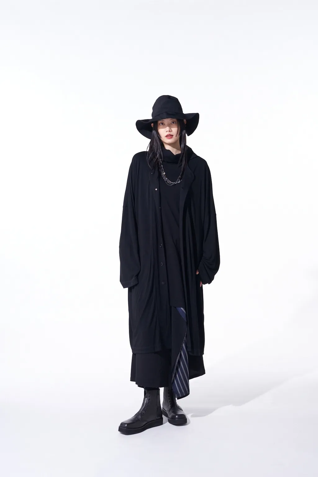 Rayon Jersey Collarless Long Cardigan