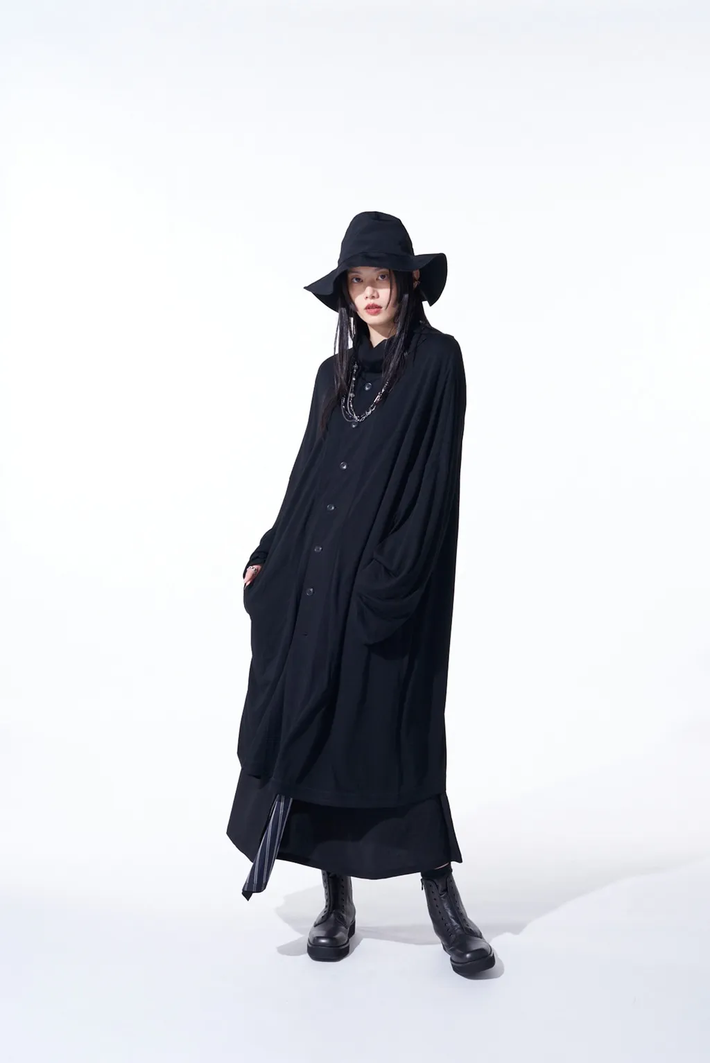 Rayon Jersey Collarless Long Cardigan