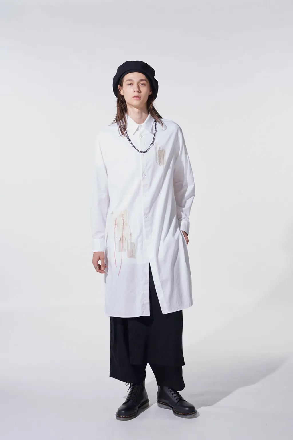 Cotton Twill Applique Long Shirt Boro