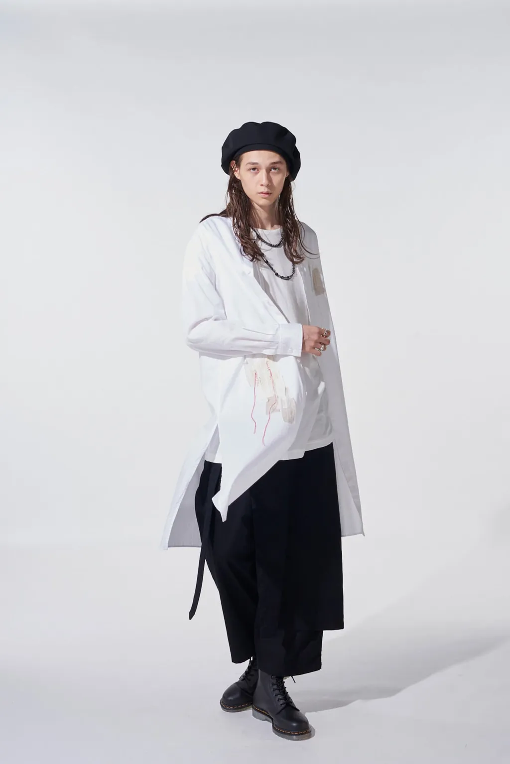 Cotton Twill Applique Long Shirt Boro